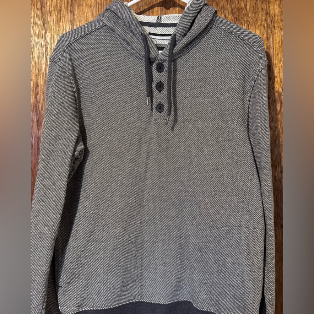 RVCA Hoodie Black & Gray Henley Lite ~ Surf & Skate Streetwear ~ Coastal Relaxed